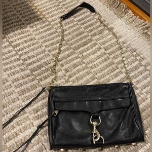 Rebecca Minkoff black purse with gold details
